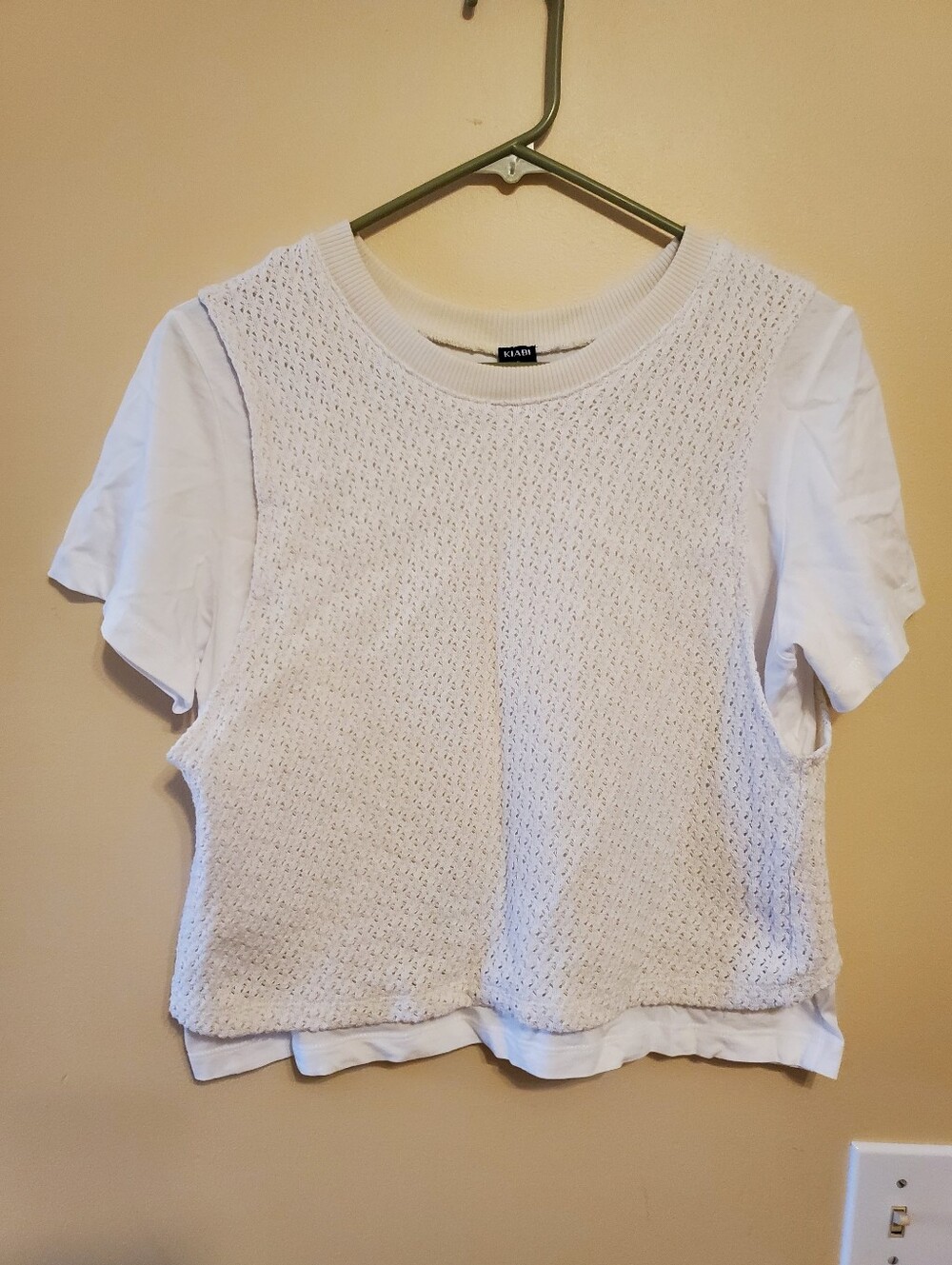 Kiabi White Short-Sleeve Knit-Overlay Tee